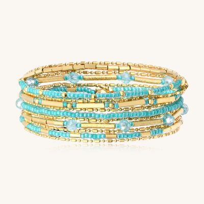 Collier-bracelet Sàntibé Bijoux Divine en laiton, métal doré et perles crystalline