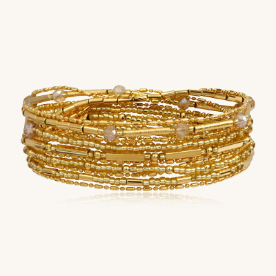 Collier-bracelet Sàntibé Bijoux Divine en laiton, métal doré et perles doré