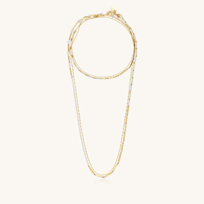 Collier-bracelet Sàntibé Bijoux Divine en laiton, métal doré et perles sable