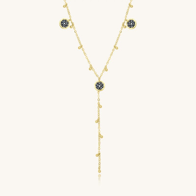 Collier Sàntibé Bijoux Donna en laiton, métal doré et perles gris