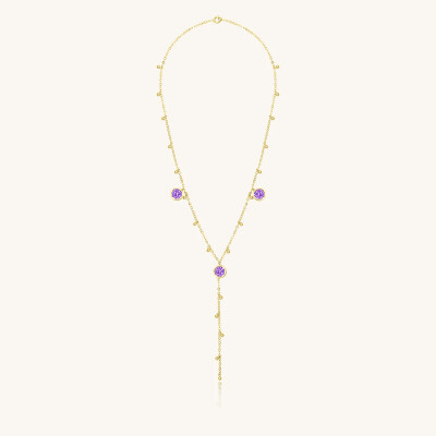 Collier Sàntibé Bijoux Donna en laiton, métal doré et perles ultra violet