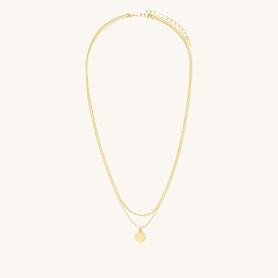 Collier Sàntibé Bijoux Emilie en laiton, métal doré et perles camomille