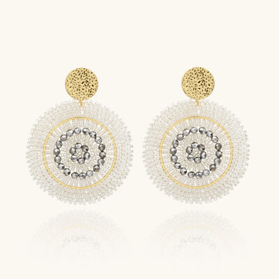 Boucles d'oreilles Sàntibé Bijoux Espagnola en laiton, métal doré et perles argent