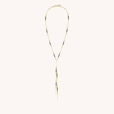 Collier Sàntibé Bijoux Lori Chaines en laiton, métal doré et perles noir