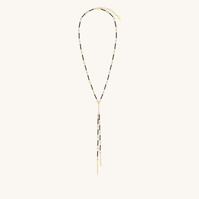 Collier Sàntibé Bijoux Lori Perles  en laiton, métal doré et perles noir