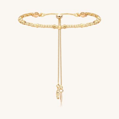 Bracelet Sàntibé Bijoux Lou en laiton, métal doré et perles doré