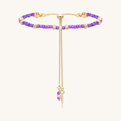 Bracelet Sàntibé Bijoux Lou en laiton, métal doré et perles ultra violet