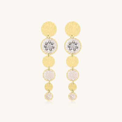 Boucles d'oreilles Sàntibé Bijoux Lupin en laiton, métal doré et perles argent