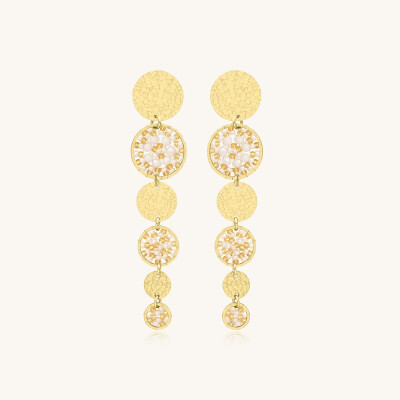 Boucles d'oreilles Sàntibé Bijoux Lupin en laiton, métal doré et perles blanc doré