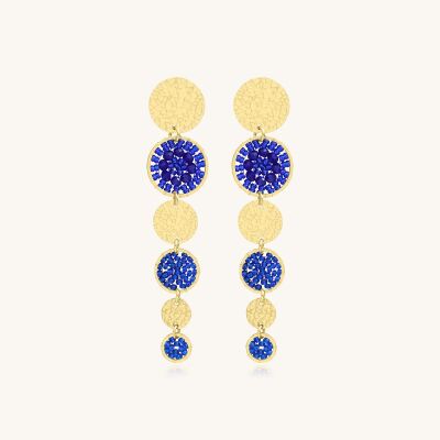 Boucles d'oreilles Sàntibé Bijoux Lupin en laiton, métal doré et perles bleu