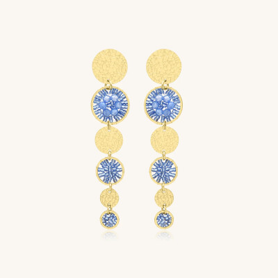 Boucles d'oreilles Sàntibé Bijoux Lupin en laiton, métal doré et perles céleste