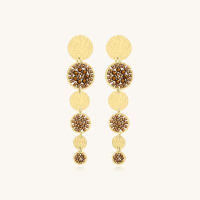Boucles d'oreilles Sàntibé Bijoux Lupin en laiton, métal doré et perles champagne