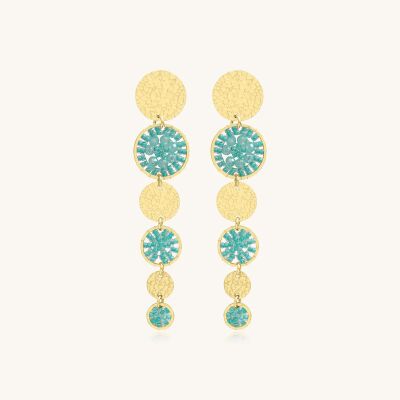 Boucles d'oreilles Sàntibé Bijoux Lupin en laiton, métal doré et perles crystalline
