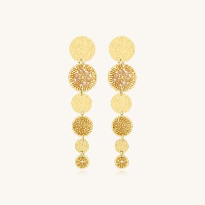 Boucles d'oreilles Sàntibé Bijoux Lupin en laiton, métal doré et perles doré