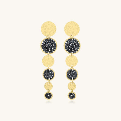 Boucles d'oreilles Sàntibé Bijoux Lupin en laiton, métal doré et perles gris