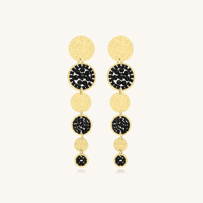 Boucles d'oreilles Sàntibé Bijoux Lupin en laiton, métal doré et perles noir