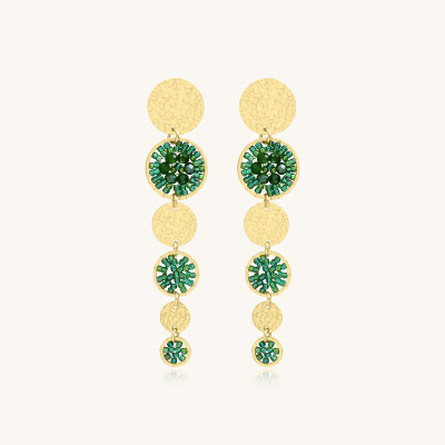 Boucles d'oreilles Sàntibé Bijoux Lupin en laiton, métal doré et perles vert oasis