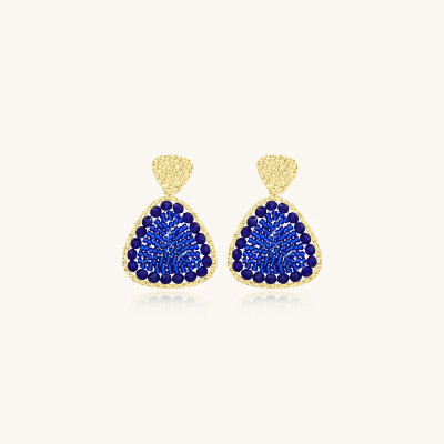 Boucles d'oreilles Sàntibé Bijoux Mae  en laiton, métal doré et perles bleu
