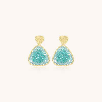 Boucles d'oreilles Sàntibé Bijoux Mae  en laiton, métal doré et perles crystalline