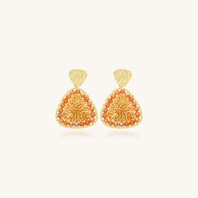 Boucles d'oreilles Sàntibé Bijoux Mae  en laiton, métal doré et perles doré
