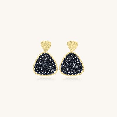 Boucles d'oreilles Sàntibé Bijoux Mae  en laiton, métal doré et perles gris