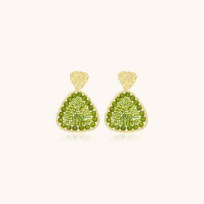 Boucles d'oreilles Sàntibé Bijoux Mae  en laiton, métal doré et perles lemon