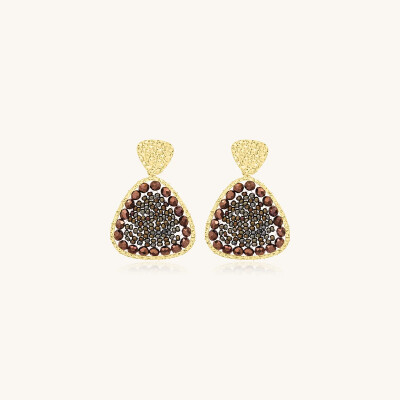 Boucles d'oreilles Sàntibé Bijoux Mae  en laiton, métal doré et perles noisette