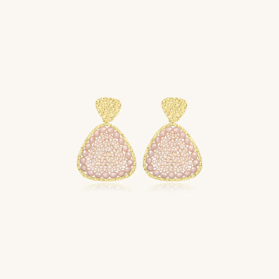 Boucles d'oreilles Sàntibé Bijoux Mae  en laiton, métal doré et perles sable