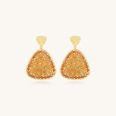 Boucles d'oreilles Sàntibé Bijoux Mae Maxi en laiton, métal doré et perles doré