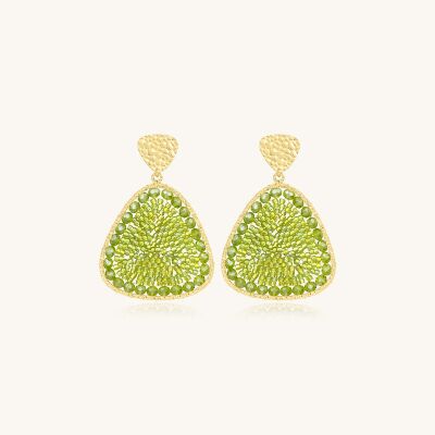 Boucles d'oreilles Sàntibé Bijoux Mae Maxi en laiton, métal doré et perles lemon