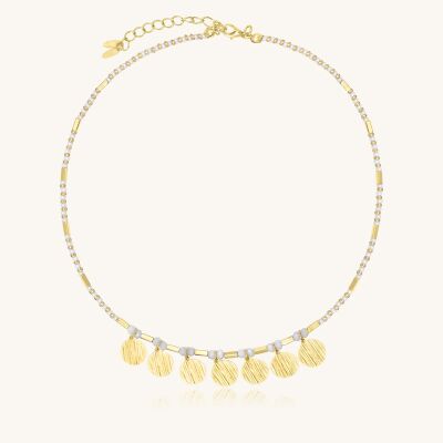 Collier Sàntibé Bijoux Mila en laiton, métal doré et perles blanc doré