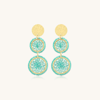 Boucles d'oreilles Sàntibé Bijoux Mila en laiton, métal doré et perles crystalline