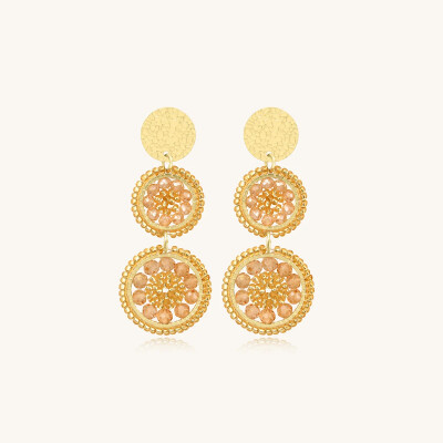 Boucles d'oreilles Sàntibé Bijoux Mila en laiton, métal doré et perles doré