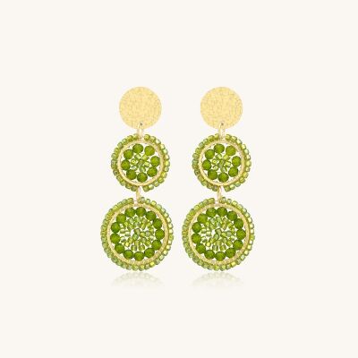 Boucles d'oreilles Sàntibé Bijoux Mila en laiton, métal doré et perles lemon