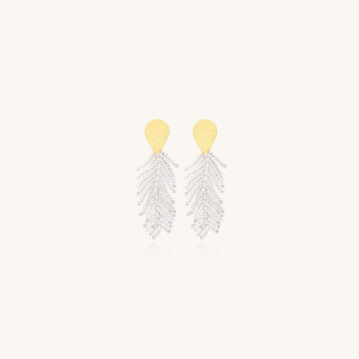 Boucles d'oreilles Sàntibé Bijoux Envol Mini en laiton, métal doré et perles argent