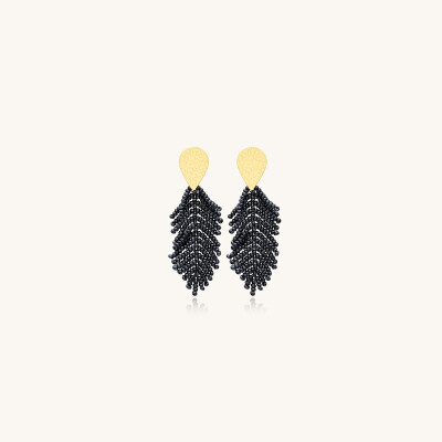 Boucles d'oreilles Sàntibé Bijoux Envol Mini en laiton, métal doré et perles gris