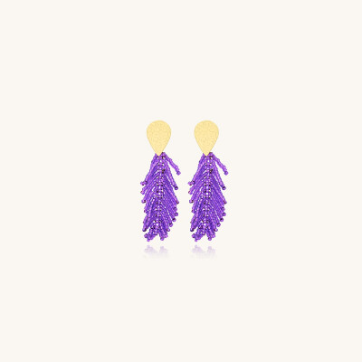 Boucles d'oreilles Sàntibé Bijoux Envol Mini en laiton, métal doré et perles ultra violet