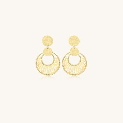 Boucles d'oreilles Sàntibé Bijoux Luna Mini  en laiton, métal doré et perles camomille