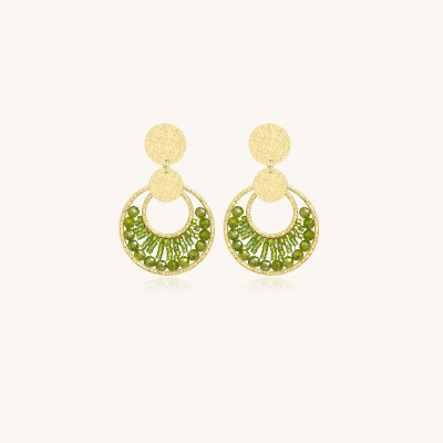 Boucles d'oreilles Sàntibé Bijoux Luna Mini  en laiton, métal doré et perles lemon