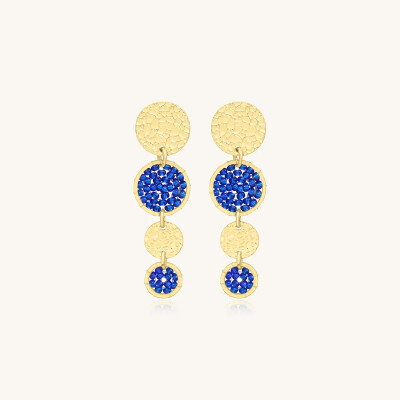 Boucles d'oreilles Sàntibé Bijoux Lupin Mini en laiton, métal doré et perles bleu
