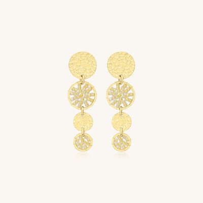 Boucles d'oreilles Sàntibé Bijoux Lupin Mini en laiton, métal doré et perles camomille