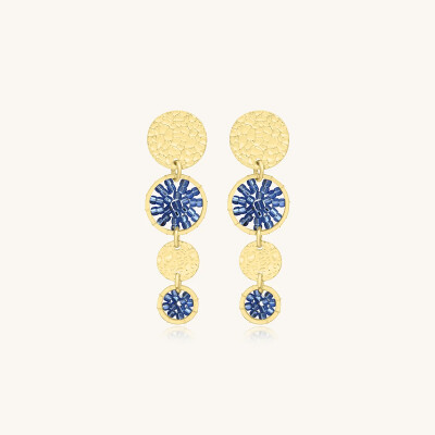 Boucles d'oreilles Sàntibé Bijoux Lupin Mini en laiton, métal doré et perles céleste
