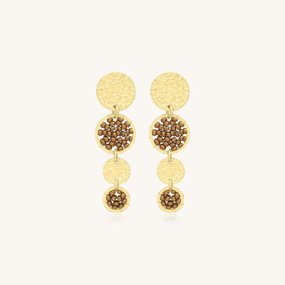 Boucles d'oreilles Sàntibé Bijoux Lupin Mini en laiton, métal doré et perles champagne