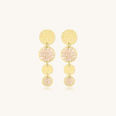 Boucles d'oreilles Sàntibé Bijoux Lupin Mini en laiton, métal doré et perles sable