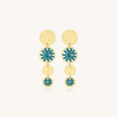 Boucles d'oreilles Sàntibé Bijoux Lupin Mini en laiton, métal doré et perles turquoise