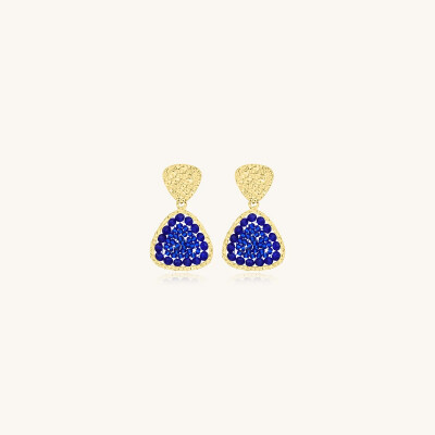 Boucles d'oreilles Sàntibé Bijoux Mae Mini en laiton, métal doré et perles bleu