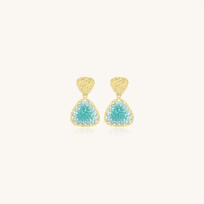 Boucles d'oreilles Sàntibé Bijoux Mae Mini en laiton, métal doré et perles crystalline
