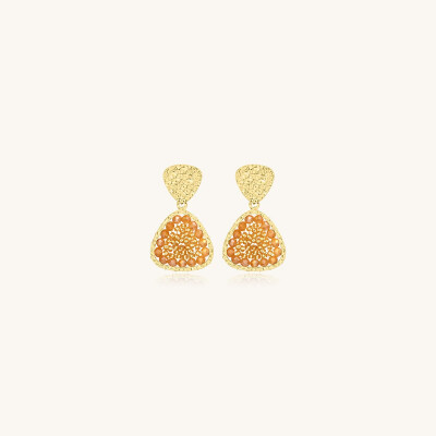 Boucles d'oreilles Sàntibé Bijoux Mae Mini en laiton, métal doré et perles doré