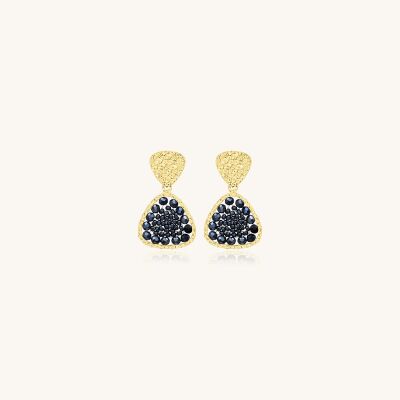 Boucles d'oreilles Sàntibé Bijoux Mae Mini en laiton, métal doré et perles gris