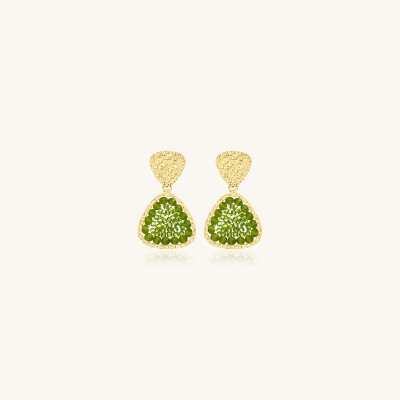 Boucles d'oreilles Sàntibé Bijoux Mae Mini en laiton, métal doré et perles lemon